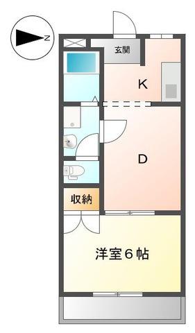 ラ・ポール宮川B(1DK/3階)の間取り写真