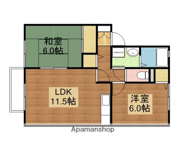 セジュールきっかわ(2LDK/1階)の間取り写真