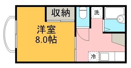 コーポおおかどⅡC(1K/2階)の間取り写真