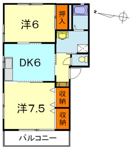 カーサ・ノリ(2DK/1階)の間取り写真