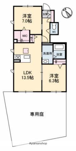 SERENA GARDENE棟(2LDK/1階)の間取り写真