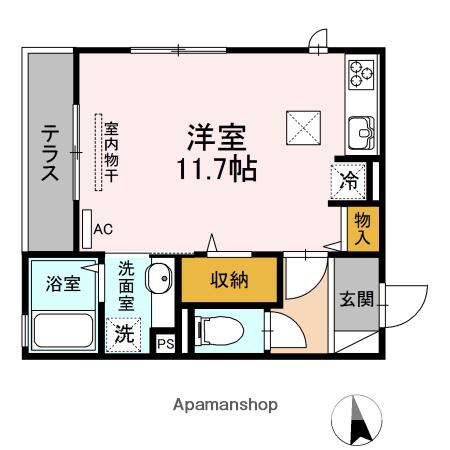 ハイアークE(ワンルーム/1階)の間取り写真