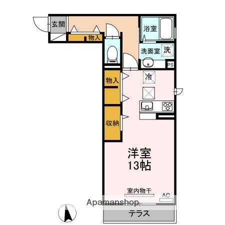 ハイアークE(ワンルーム/2階)の間取り写真