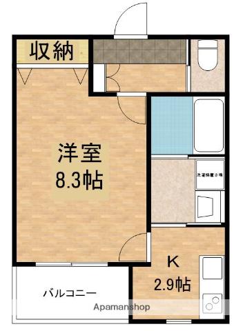 ピーエス西条(1K/1階)の間取り写真