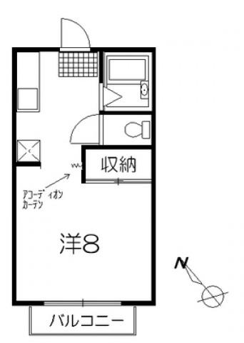 アーバーハウス吉田B(1K/2階)の間取り写真