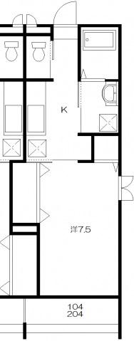 ビスケット春入居(1K/2階)の間取り写真