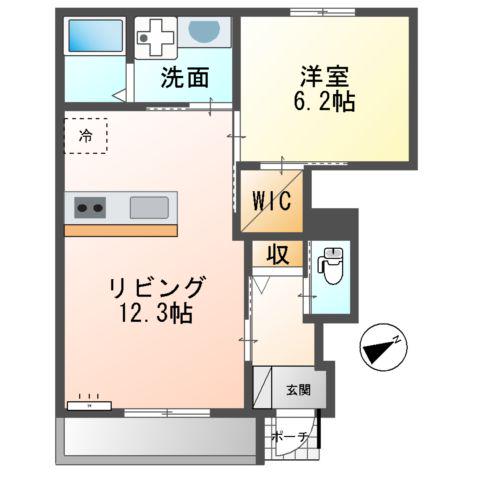 アメニティハイツ寺家Ⅱ(1LDK/1階)の間取り写真