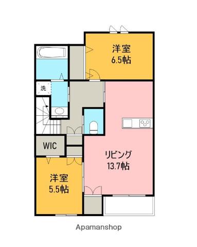 ヘーベルメゾン八本松(2LDK/2階)の間取り写真