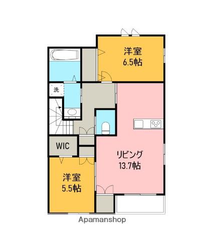 ヘーベルメゾン八本松(2LDK/2階)の間取り写真