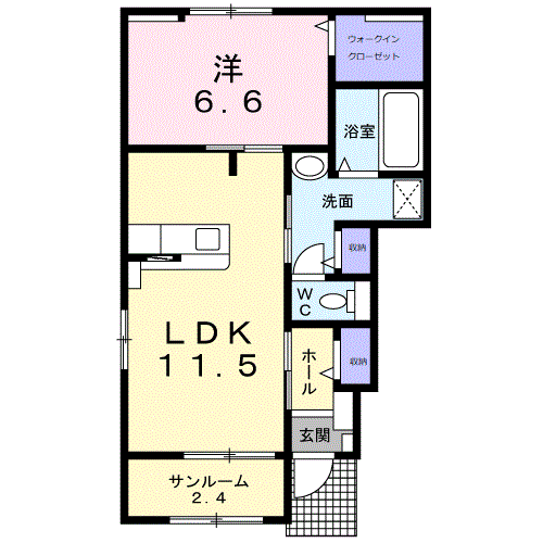 セントラル セブンA(1LDK/1階)の間取り写真