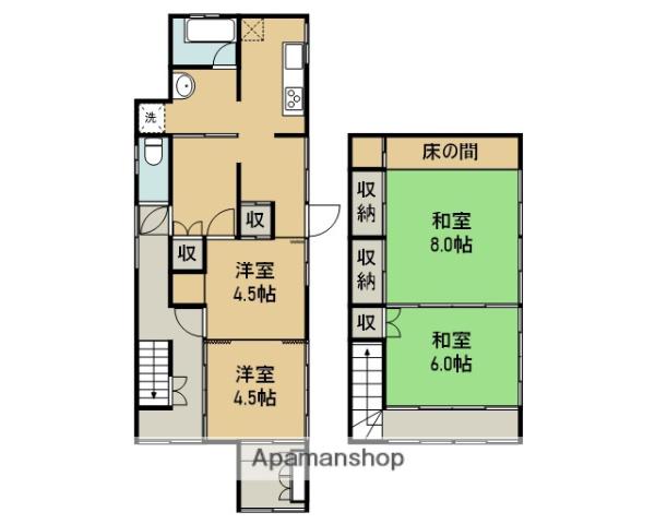 呉線 安芸津駅 徒歩8分 2階建 築67年(4DK)の間取り写真