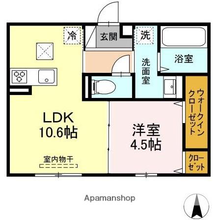 シャインテラス(1LDK/2階)の間取り写真
