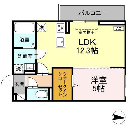 ゼフィール飯田(1LDK/1階)の間取り写真
