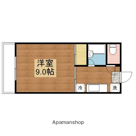 ウエストF(1K/3階)の間取り写真