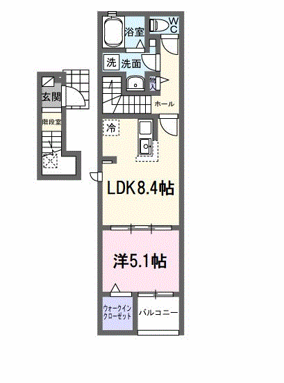 ソラーナ(1LDK/2階)の間取り写真
