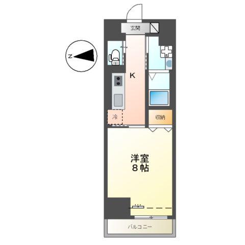 中央地所西条駅前ビル(1K/9階)の間取り写真