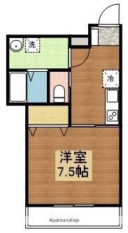 ピーエス黒瀬(1K/2階)の間取り写真