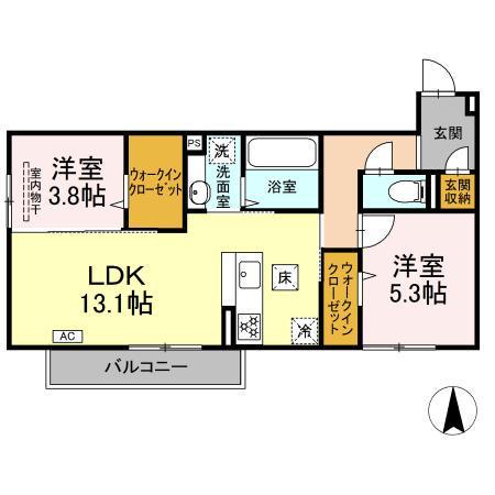グレイスガーデンC(2LDK/1階)の間取り写真