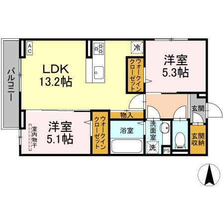 グレイスガーデンC(2LDK/3階)の間取り写真