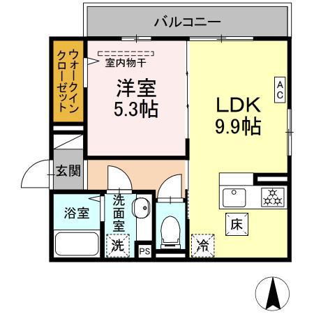 グレイスガーデンC(1LDK/1階)の間取り写真