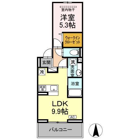 グレイスガーデンC(1LDK/3階)の間取り写真