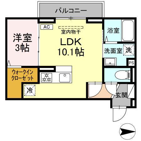 グレイスガーデンB(1LDK/3階)の間取り写真
