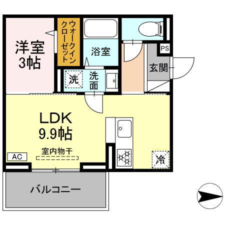 グレイスガーデンB(1LDK/3階)の間取り写真