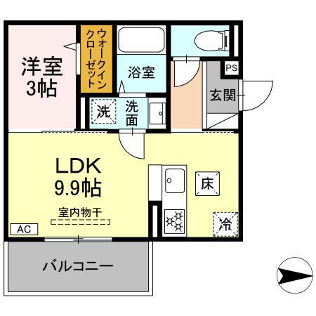 グレイスガーデンB(1LDK/1階)の間取り写真