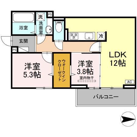 グレイスガーデンB(2LDK/2階)の間取り写真