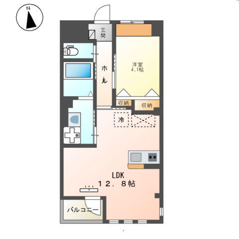 アリエス八本松(1LDK/3階)の間取り写真