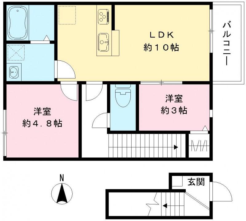 GLORIOSA(2LDK/2階)の間取り写真