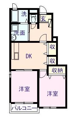 カメリアA(2DK/1階)の間取り写真