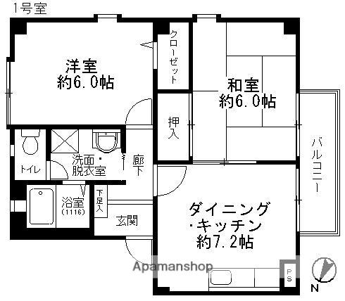 フォブール中野東(2DK/1階)の間取り写真