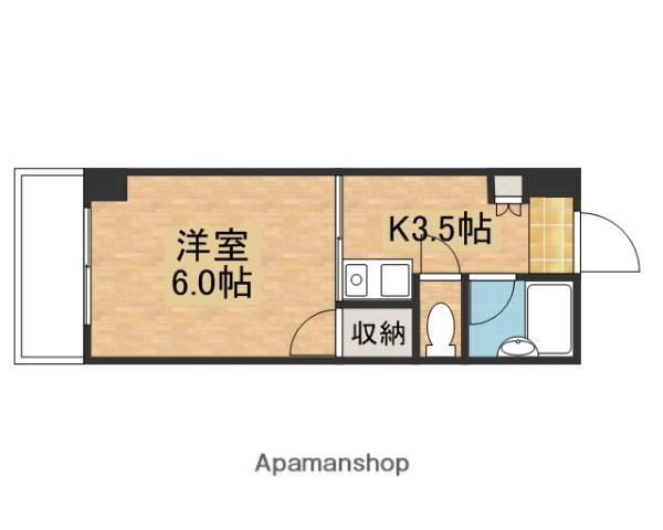 ソアール矢野(1K/4階)の間取り写真