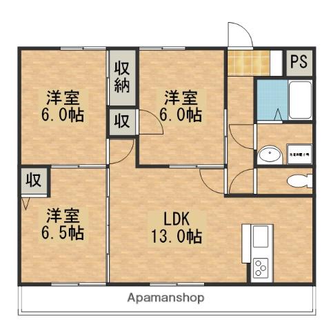 グランドールAKI(3LDK/2階)の間取り写真