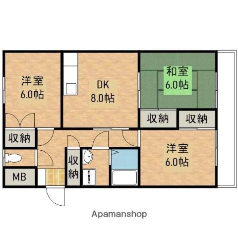 アーバンコート南幸(3DK/1階)の間取り写真