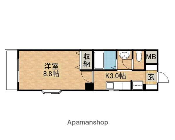 ベルジュヤノ(1K/5階)の間取り写真