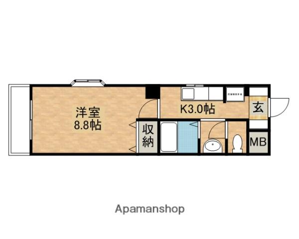 ベルジュヤノ(1K/4階)の間取り写真