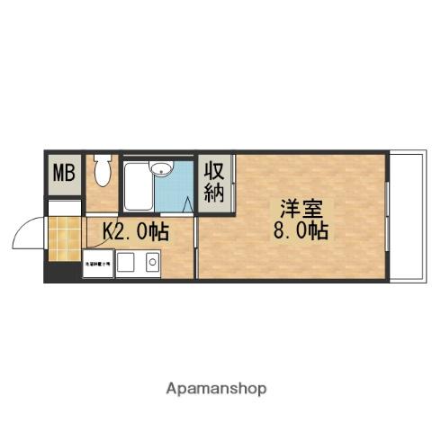 カーサ幸(1K/4階)の間取り写真