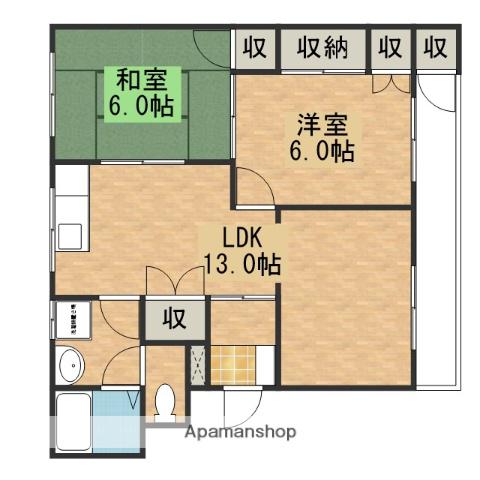 ニューライフ石田(2LDK/3階)の間取り写真