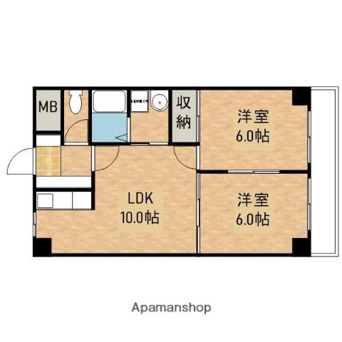 マルベリーヒルズ(2LDK/6階)の間取り写真