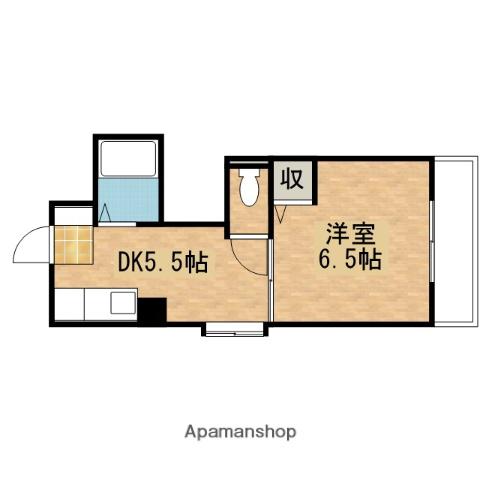 クレセントハウス(1DK/5階)の間取り写真