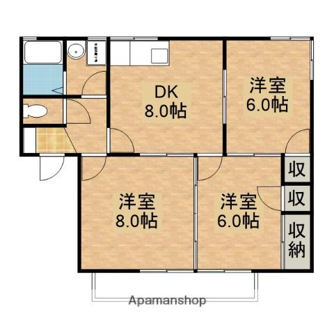 グレイスカンドウA棟(3DK/2階)の間取り写真