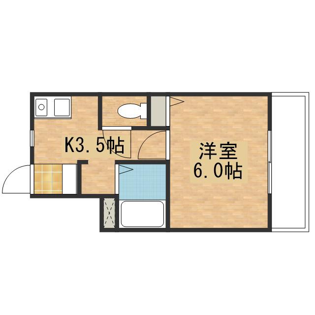 フルーレ矢野(1K/2階)の間取り写真