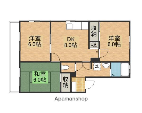 ウエストコートA(3DK/2階)の間取り写真