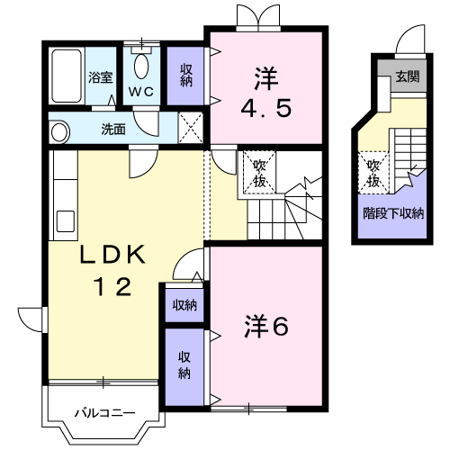 プリムローズB(2LDK/2階)の間取り写真