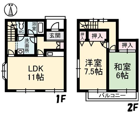 ソフィアM1(2LDK/1階)の間取り写真