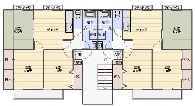 サンライズ矢賀B棟(3DK/2階)の間取り写真