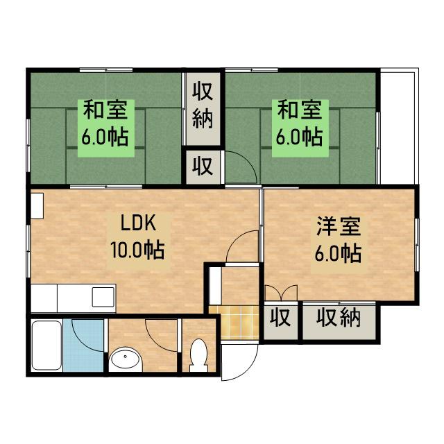 和弘ビル(3LDK/3階)の間取り写真