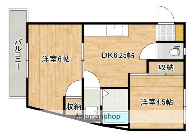 アップルビル(2DK/2階)の間取り写真